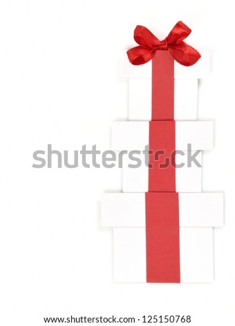 handmade paper gift boxes with red ribbon bow