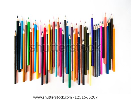 Colorful pencils on white background by artrist