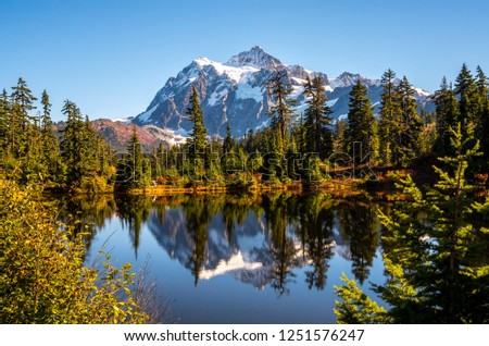 Mt. Shuksan Reflection in Autumn, Washington-USA
