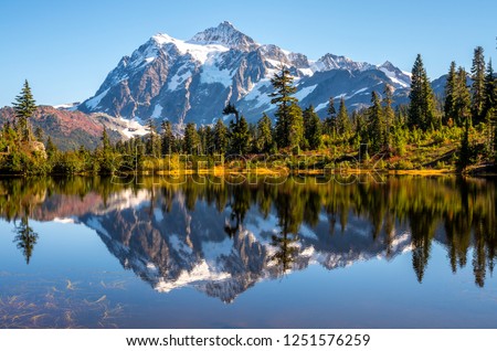 Mt. Shuksan Reflection in Autumn, Washington-USA