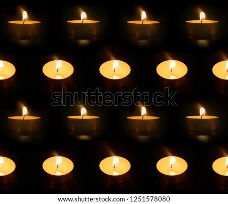 seamless texture burning candles in the dark