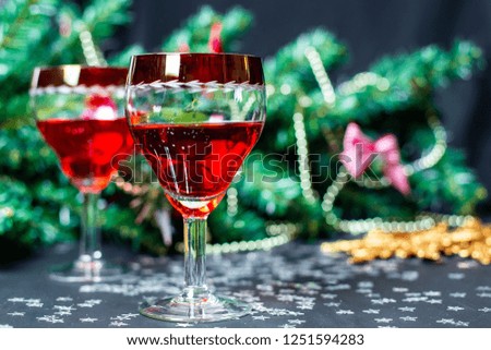 Christmas drinks in glasses