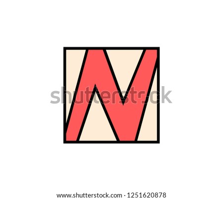 Geometric letter N logo, Square shape symbol.