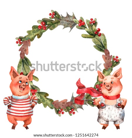 Watercolor christmas wreath 