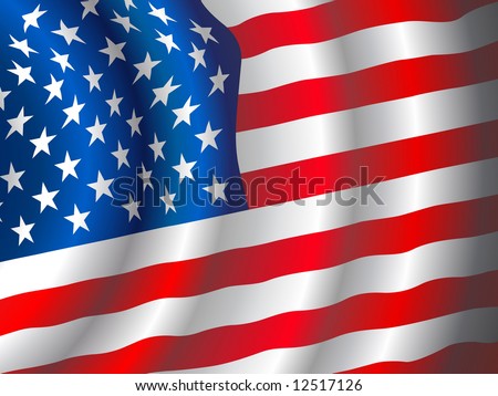 VECTOR American flag waving in the wind.
(Only gradient used, easy to edit )