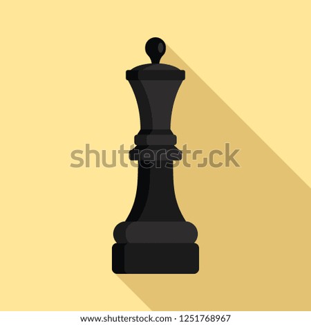 Black chess queen icon. Flat illustration of black chess queen icon for web design