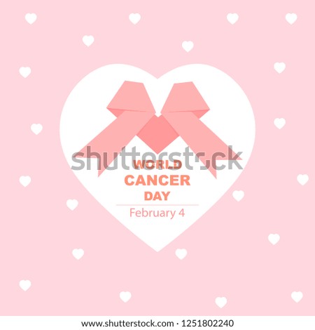 Vector illustrator for World Cancer Day in pink ribbon with white heat on pink background, National world breast cancer awareness concept