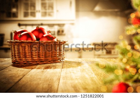 Table background of free space and christmas time 