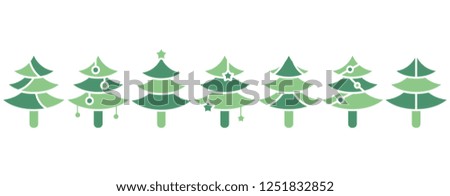 green Christmas tree set isolated on white
