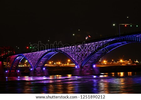 A View of the Peace Bridge at night