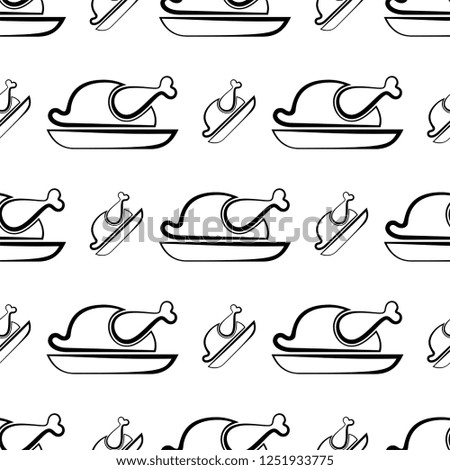 Chicken Icon, Turkey Icon Seamless Pattern Vector Art Illustration