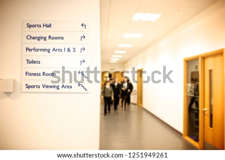 School corridor with out of focus pupils