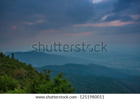 Forest and the top of the mountain in Ramkhamhaeng National Park, Thailand.