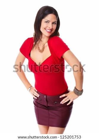 Young beautiful woman portrait. Isolated over white background.