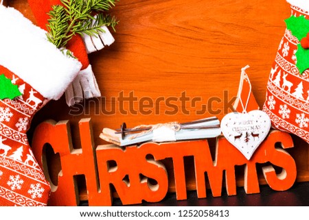 Christmas background with festive decoration and text - Christmas, copy space