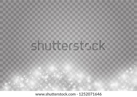 Vector white glitter wave abstract illustration. White star dust trail sparkling particles isolated on transparent background. Magic concept