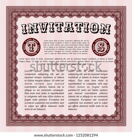 Red Formal invitation. With complex linear background. Perfect design. Vector illustration. 