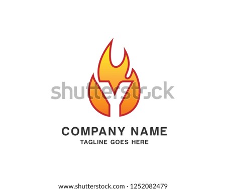 Letter Y with Flame Fire Vector Logo Design