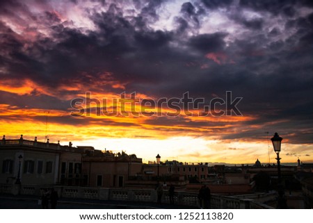 Red sunset Italy Rome