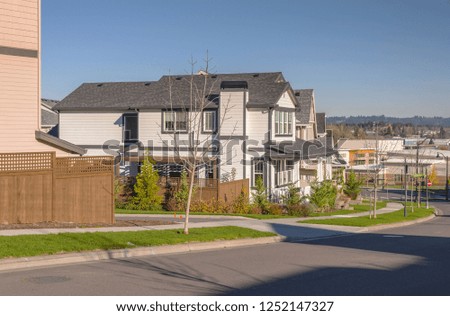 Row of houses in a neighborhood Wilsonville Oregon.