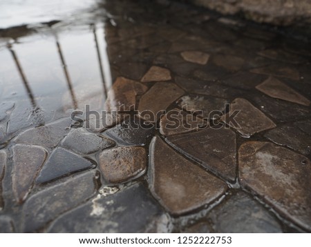 Wet floor reflection after the rain
