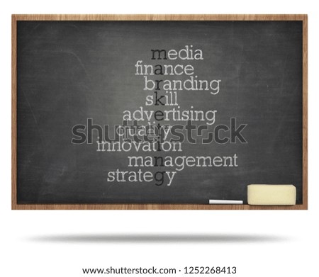 Marketing puzzle word on blackboard
