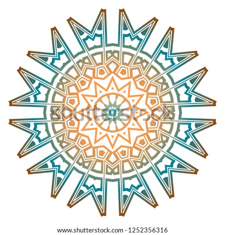 Hand-Drawn Henna Ethnic Mandala. Circle lace ornament. Vector illustration. for coloring book, greeting card, invitation, tattoo. Anti-stress therapy pattern.