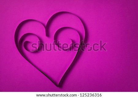 one paper hearts from above, valentines day background