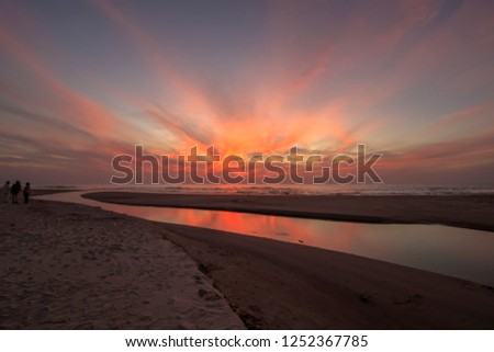A river at sunset	