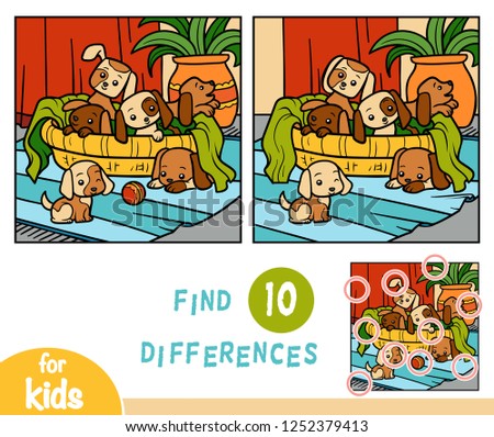 Find differences education game for children, Six dogs