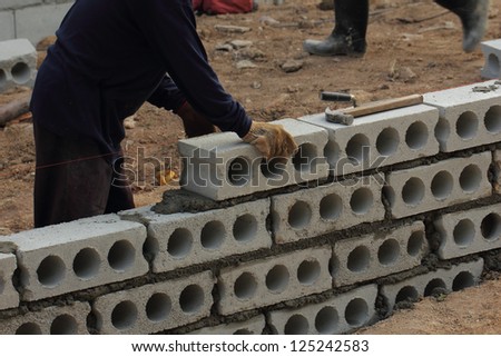 Construction. Bricks laying