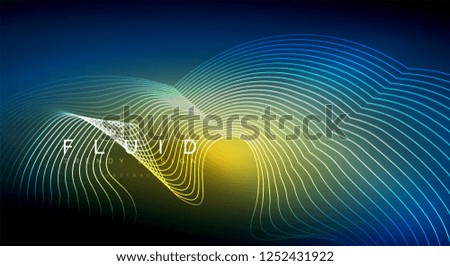 Digital flowing wave particles abstract background, vector smoke effect design