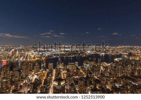New York City skyscrapers, aerial panorama view in winter