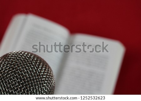 Microphone on opened book