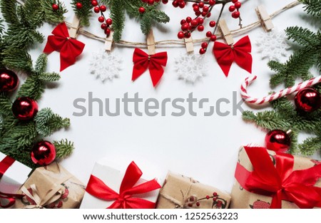 Christmas winter composition on a white background