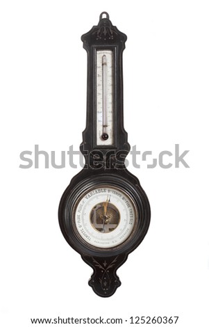 Antique marine barometer on a white background Royalty-Free Stock Photo #125260367