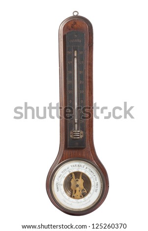 Antique marine barometer on a white background Royalty-Free Stock Photo #125260370