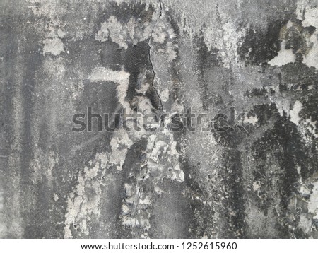 The surface of the old cement wall is very moldy.