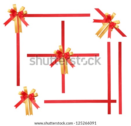 red gift bows with ribbons, isolated on white ( Save paths for design work )