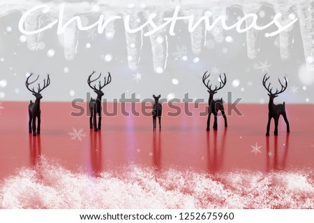 Christmas red and white background with deer