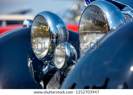 retro car headlights