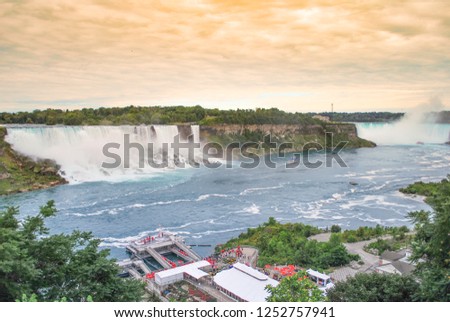 Niagara falls view from Canada in Summer