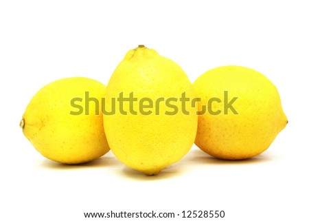 three lemons with white background