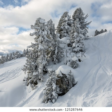 The view from the Penken on the ski route slope - Mayrhofen region, Austria