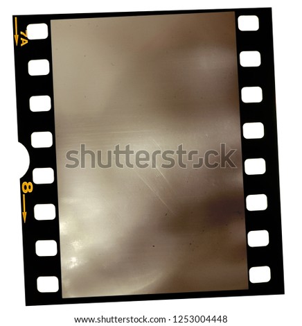 Grungy and retro looking 35mm filmstrip on white, just blend in your picture via blend mode, oldschool placeholder