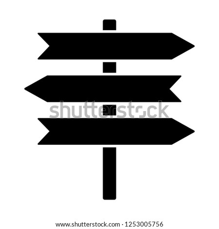 Blank wood sign with three arrows flat vector icon for apps and websites