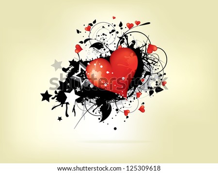  picture of  heart with floral ornamental background