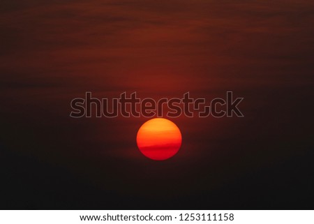 Silhouette of the sun in the evening