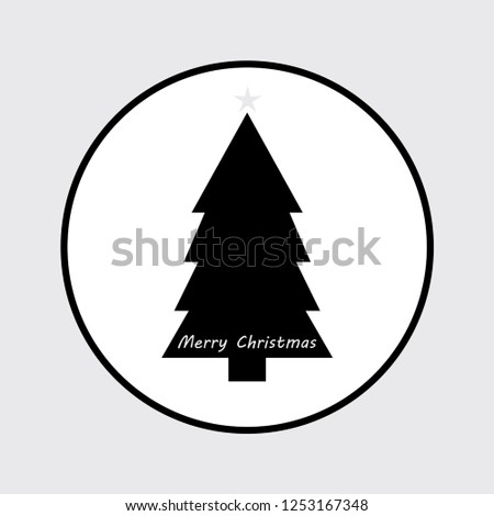 Christmas tree icon with greeting. Vector
