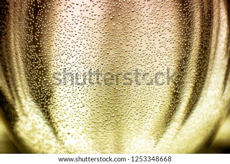 semicircular bowl with champagne wine liquid sparkling bubbles warm dawn air water drink  Royalty-Free Stock Photo #1253348668